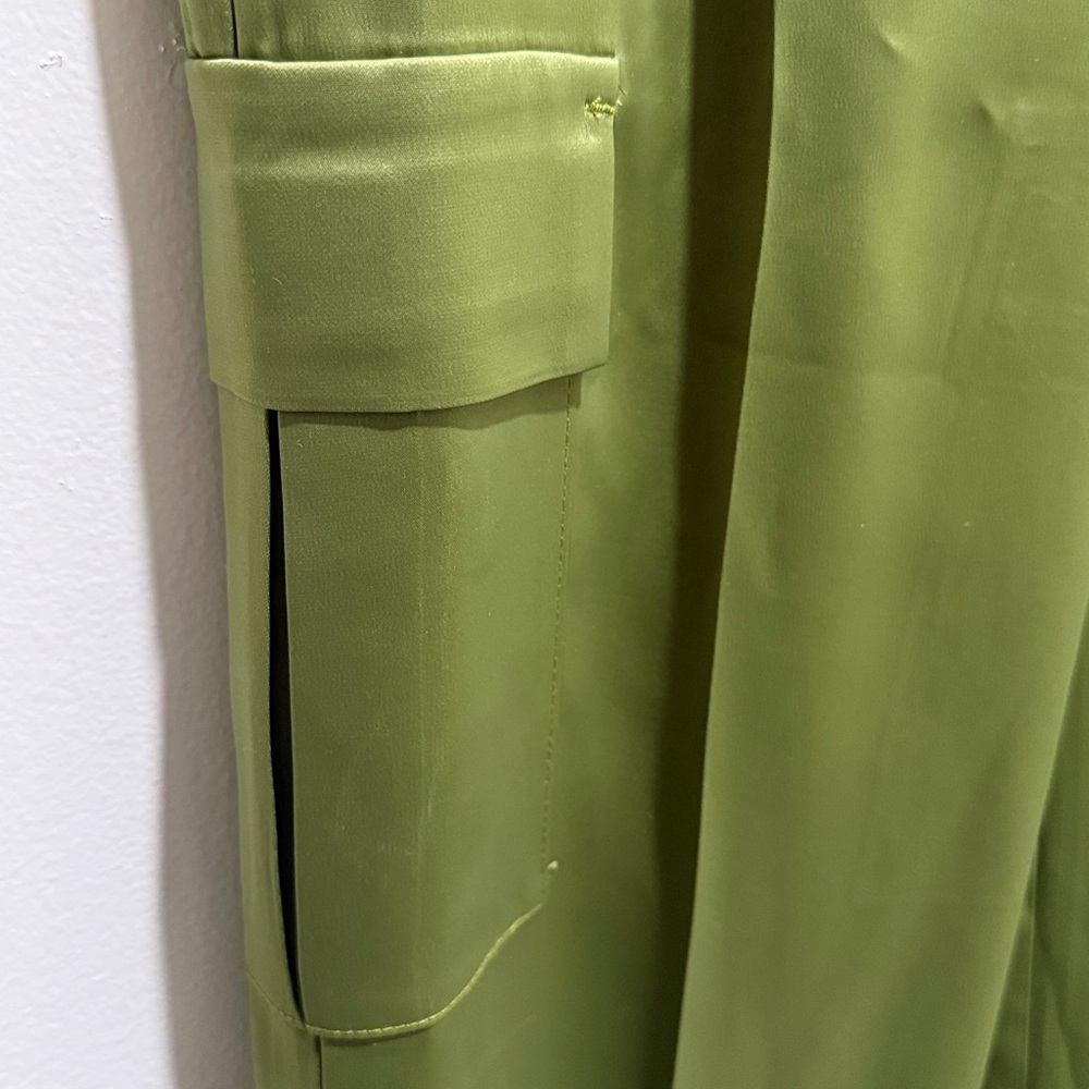 Topshop Olive Green Wide Leg Cargo Trousers Women’s Size 6 Bin P - Picture 4 of 6
